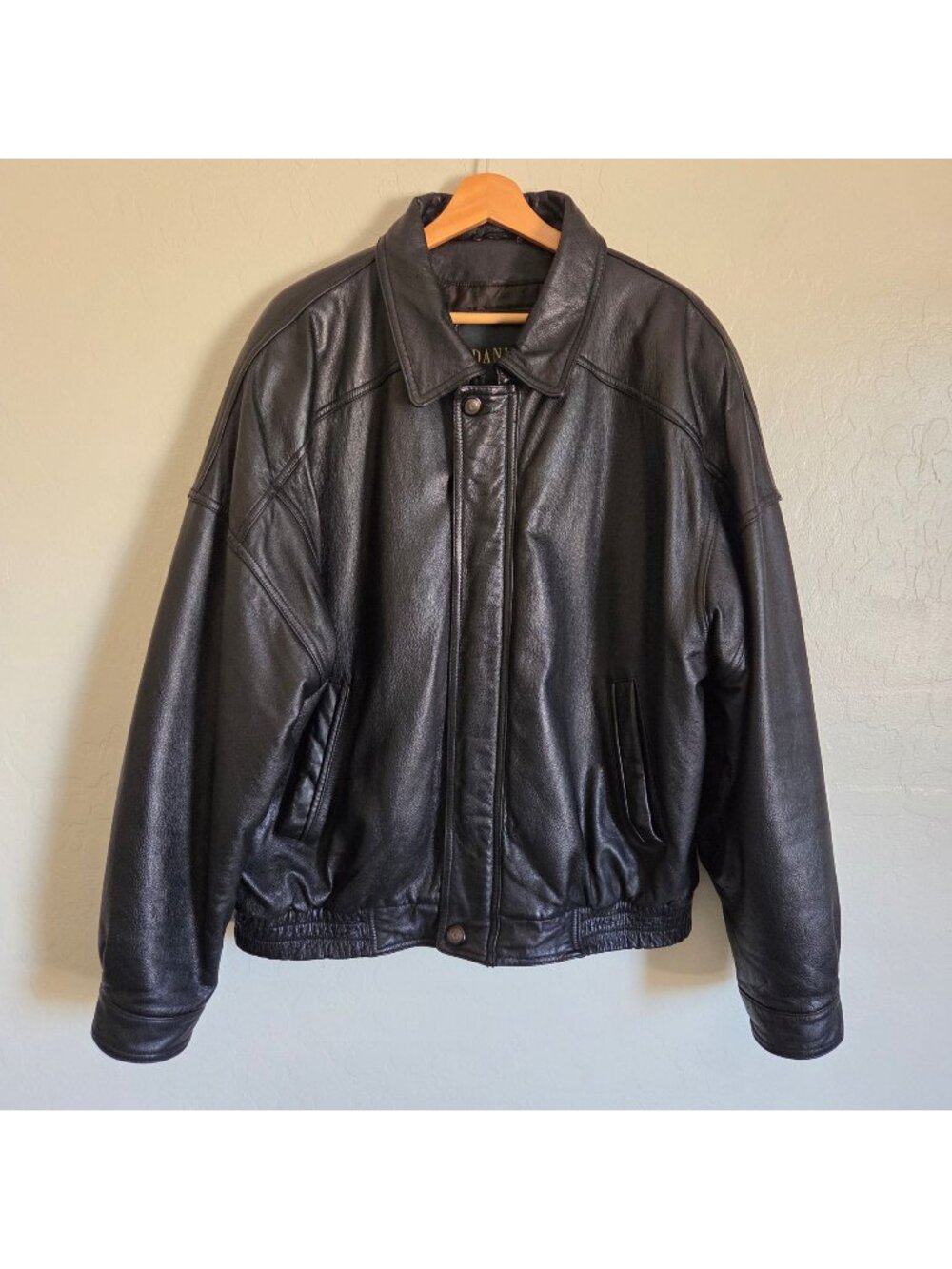 Danier Black Leather Bomber Jacket